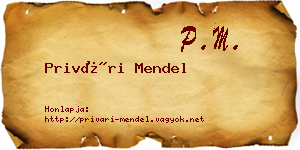 Privári Mendel névjegykártya
